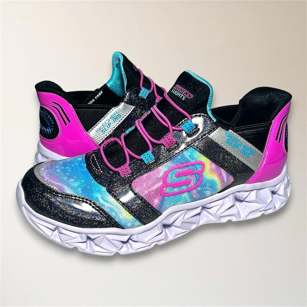 Skechers S Lights Galaxy Lights Slip Ins Tie Dye Athletic Sneakers Youth US 3